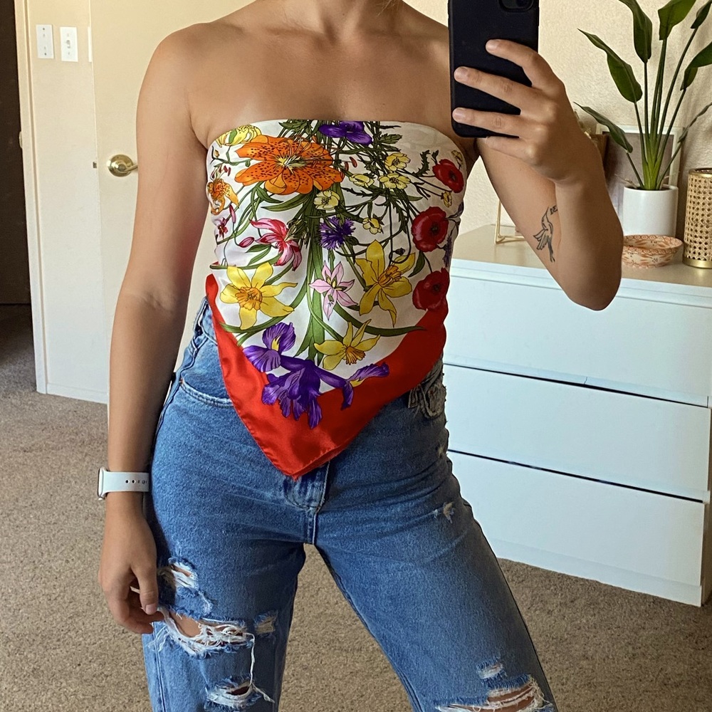 Silk Vintage Scarf Top